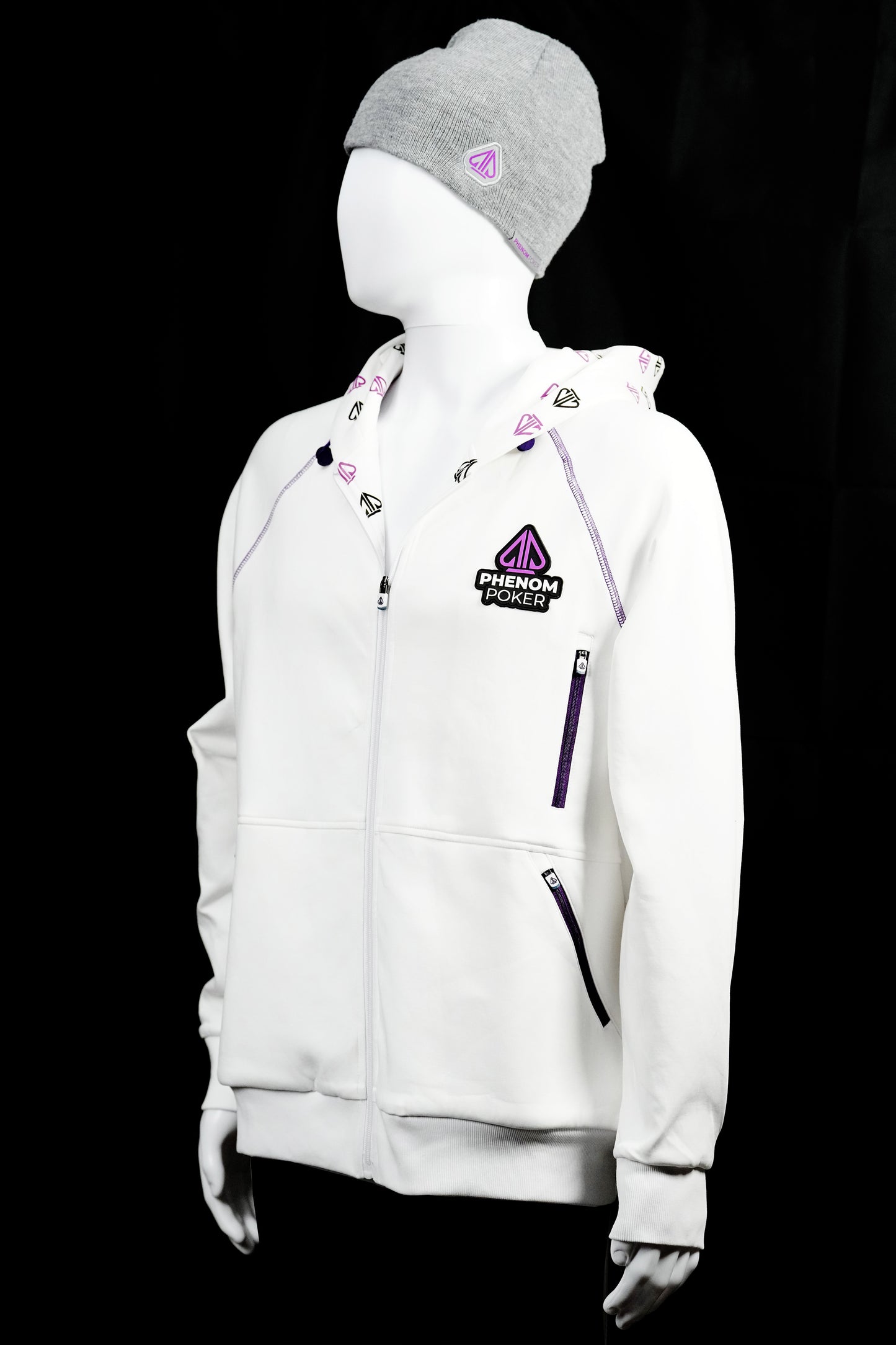Moletom com capuz Phenom Poker (branco) com zíper
