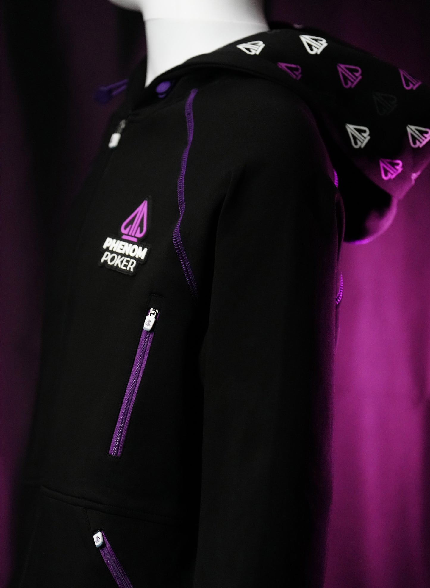 Sudadera con capucha Phenom con cremallera (negra)